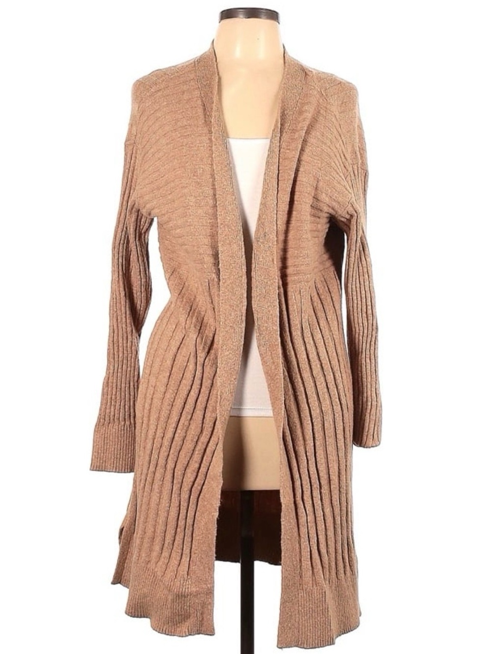 Women's Ribbed Beige Cardigan